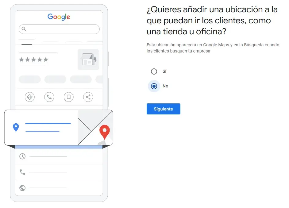 google business profile sin ubicacion