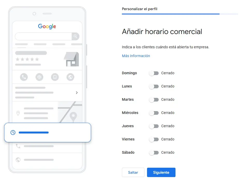 horario google business profile