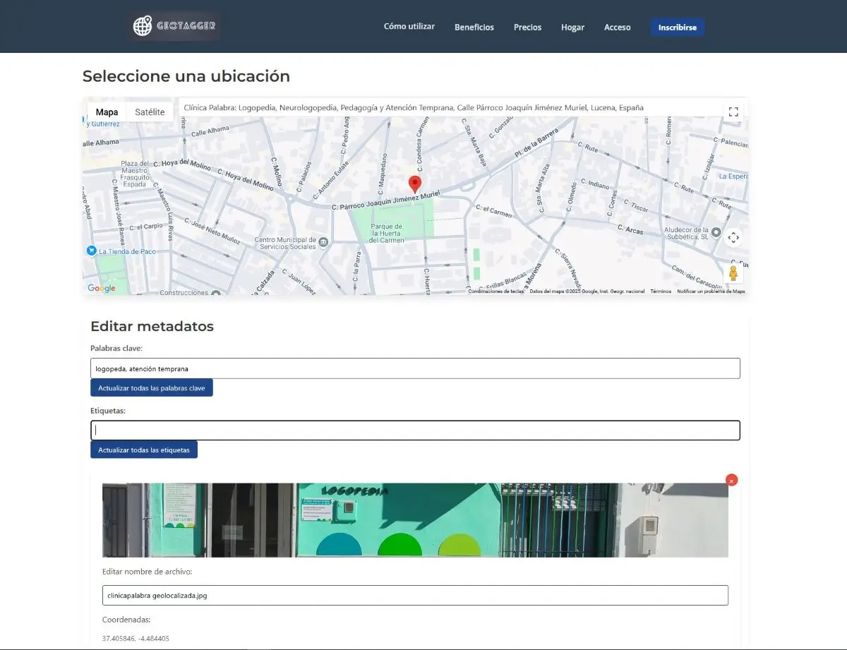 Usando geotagger para geolocalizar imagenes
