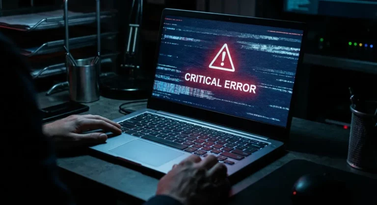Pantalla de ordenador mostrando un error crítico en WordPress