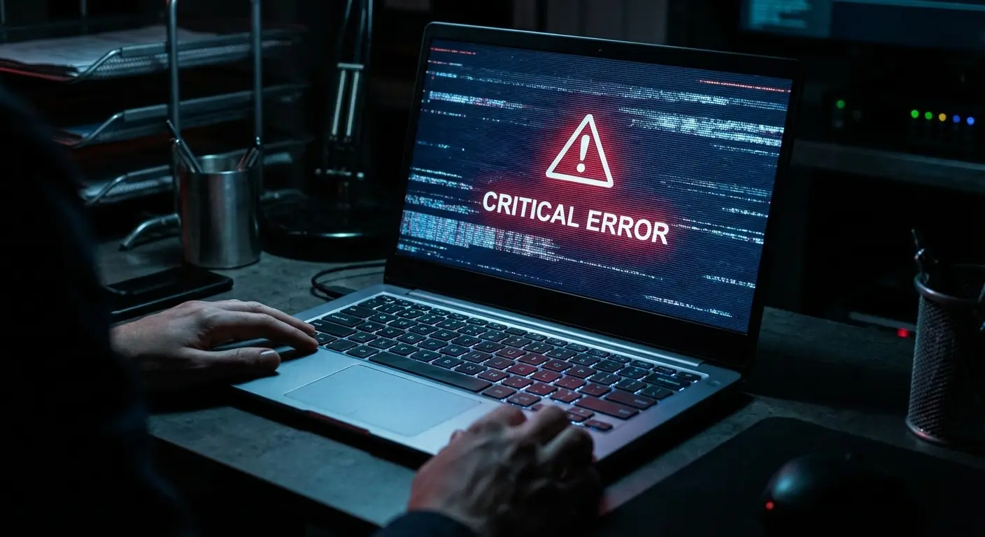 Pantalla de ordenador mostrando un error crítico en WordPress